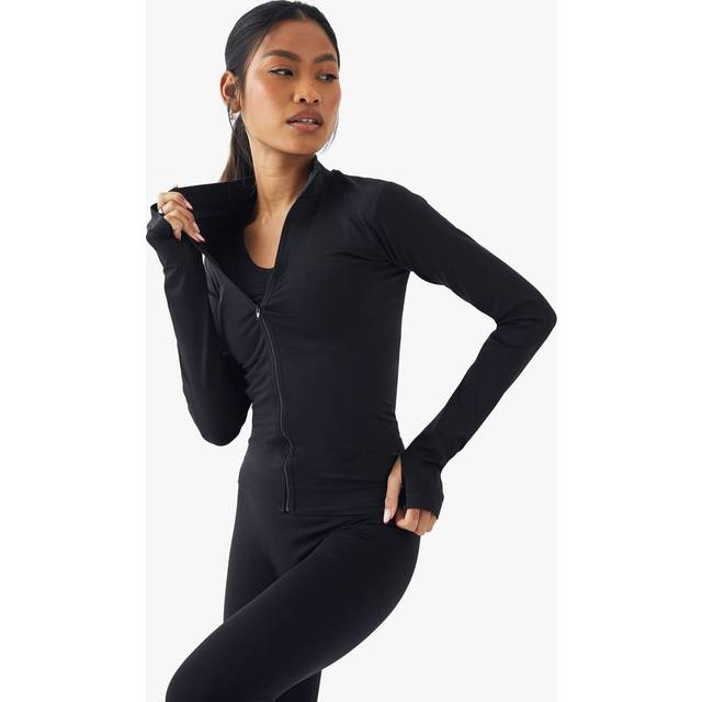 Womens Premium Sculpt Seamless Zip Through Sports Jacket - Black - S
