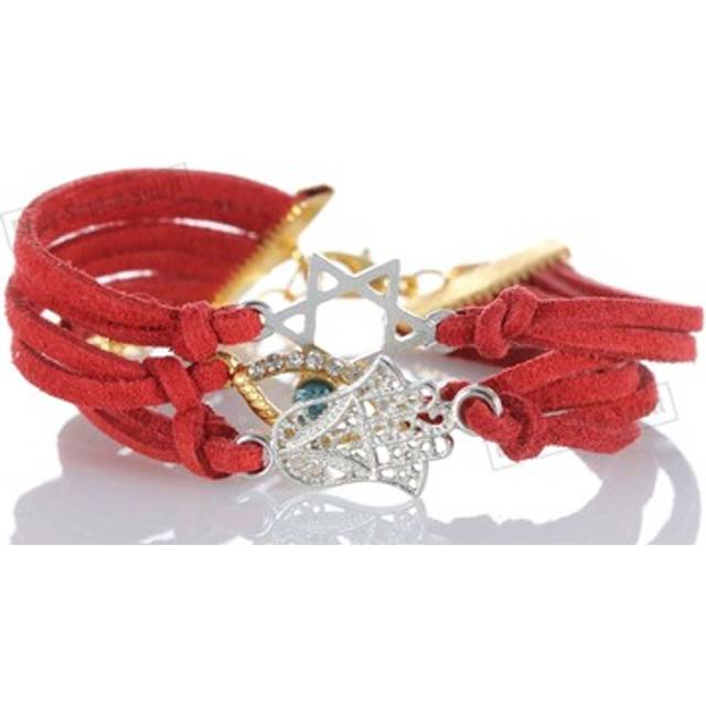Buy red 3 string bracelet kabbalah mix pendent hamsa lucky charm jewelry