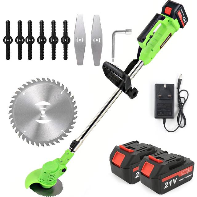 TEMU [machine Only]21v Cordless Electric Strimmer Grass Trimmer Weeder Garden Edger +2 Battery Blue
