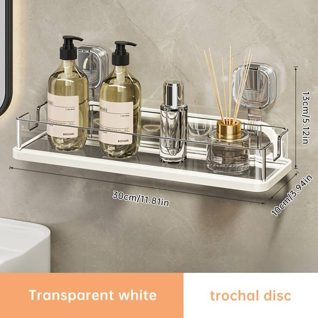 TEMU Musurjoy Easy-install Suction Cup Bathroom Shelf - No Drill, Thick Plastic & Aluminum Alloy, Wall-mounted Shower Caddy For Toilet Corner Storage