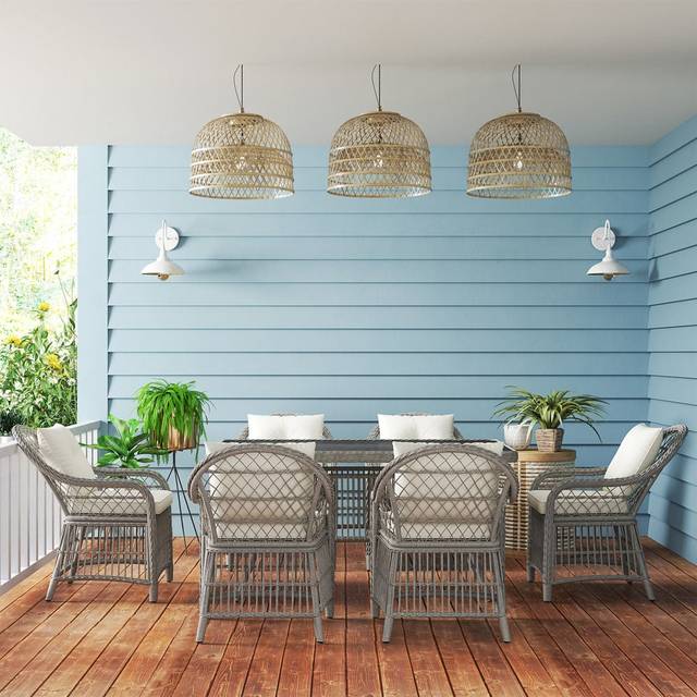 Outsunny 6 Seater Rattan Dining Set with Seat Back Cushions, Aluminium Frame, Grey