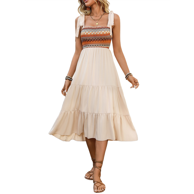 Women Sleeveless Summer Dresses Wedding Guest Maxi Ribbed Knit Tops and Polyester Skirt with Pockets XL