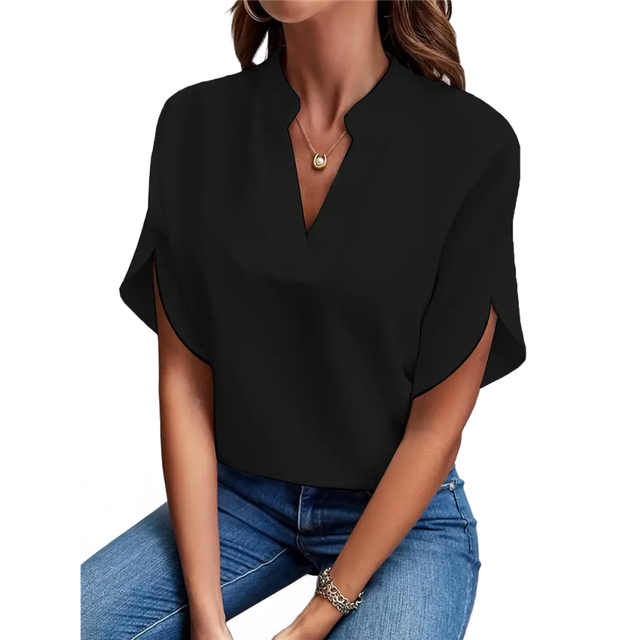 Women'S Chiffon Blouse Shirt V Neck Dressy Tunic Tops