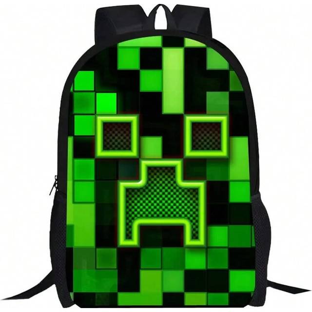 (13, 16 inches) Student Minecraft Novelty Backpack Waterproof Daily Graphic Knapsack Lightweight School Bookbag for Kids