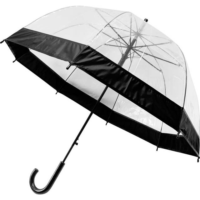 "(Black) MantraRaj 23"" Clear See Through Dome Umbrella Ladies Transparent Walking Rain Brolly Strong, Lightweight, Waterproof Wedding Umbrella"
