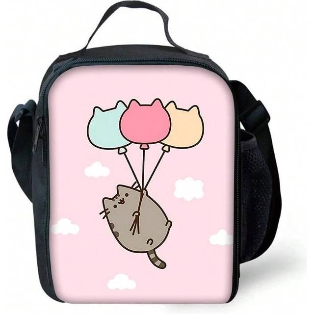 (CB171DM08A7) Cute Cat P-Pusheens Child School Backpack with Lunch Bags ,Pencil Bags ,Cartoon School Bags for Boys Girls Best Gift