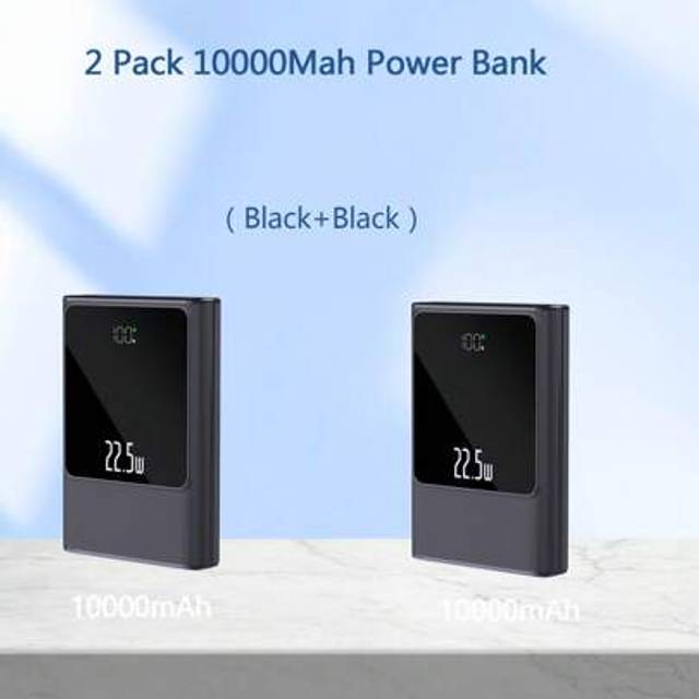 SHEIN 2 Pcs, 10000mAh Large Capacity Small Power Bank, Fast Charging 22.5W Mini USB C Portable Charger With Battery Pack Compact External Battery Bank, Comp