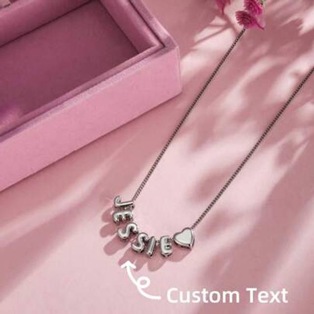 SHEIN 1pc 3D Bubble Initial Necklace, Personalized Bubble Letter Charming Jewelry Gift, Customized Nameplate Necklace, Circular Bubble Initial Necklace, A P