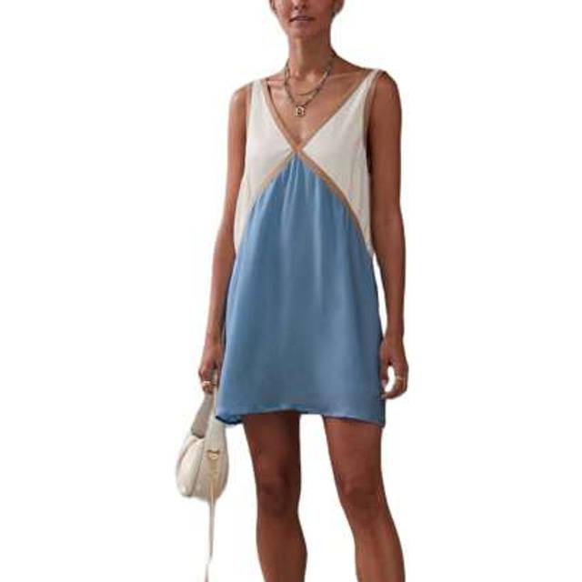 SHEIN Women Mini Dress Sleeveless V Neck Contrast Color Tank Dress Summer Dress For Club Party