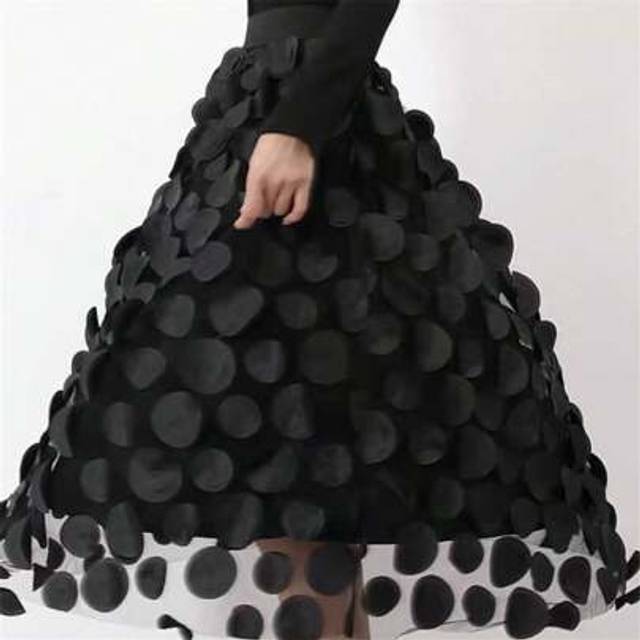 SHEIN 1pc Women Retro A-Line High Waist Polka Dot Mesh Skirt, Big Swing Hemline, Wedding Ceremony Party Bridesmaid Formal Wear, Autumn/Winter