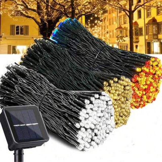 SHEIN 1pc Solar String Lights Outdoor Light Strings Waterproof 22M/12M/7M/5M ,20/50/100/200LED Solar Powered String Light With 8 Lighting Modes For Garden P