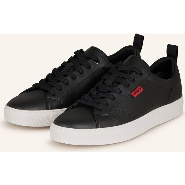 HUGO Morrie Leather Tennis Trainer - Black, Black, Size 44, Men