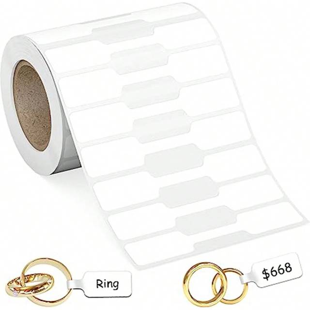 SHEIN 2 Volumes 1000 Stickers Jewelry Price Tags Stickers Roll For Necklace Ring Display Labels, Blank Self Adhesive Identification Tags, Price Marker Label