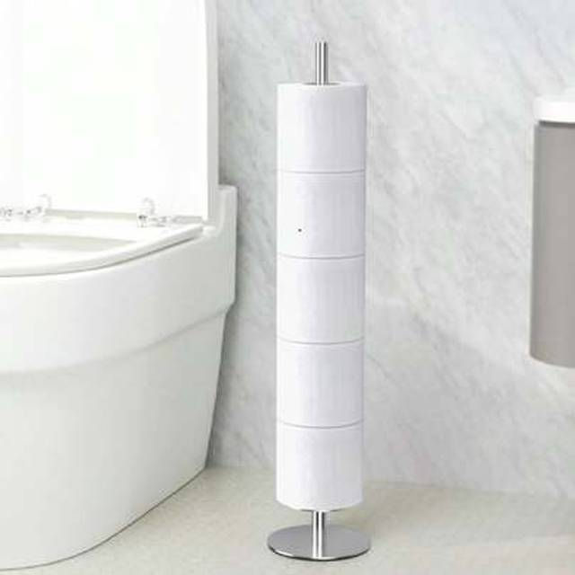 SHEIN 4-Roll Stainless Steel Independent Toilet Paper Holder Rack, Bathroom Accessory