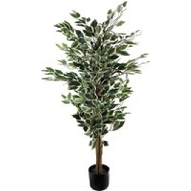 Artificial Ficus Tree Plant White Edge Bushy 130Cm Realistic House Plants Botanik, Green