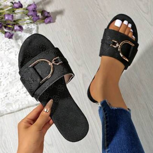 SHEIN 1 Pair Women&#39;s Lime Green Flat Sandals, Made Of Fabric Material, Casual Style, Slip-On Design, Suitable For 18-60 Years Old, Plaid Cherry Blossom Prin