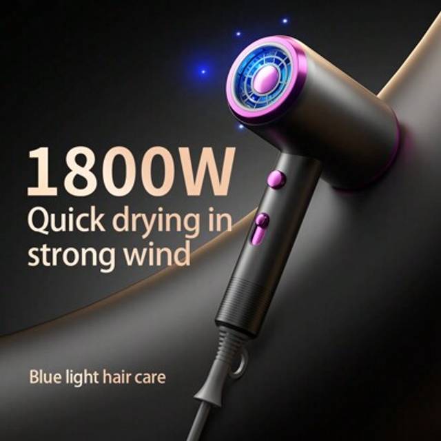 SHEIN High-Powered Salon-Grade Hair Dryer With One-Button Switching Between Hot And Cold Winds, 2 Gear Adjustable Temperature, Equipped With Two Different-S