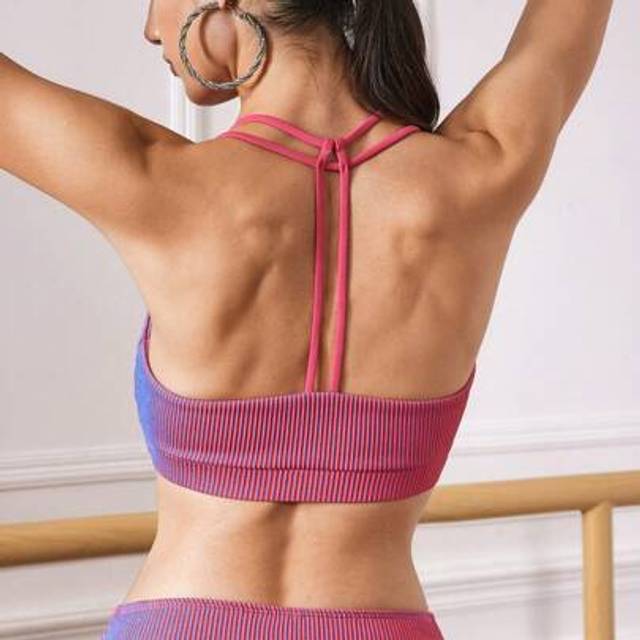 SHEIN Women&#39;s Ombre Backless Halter Sports Bra