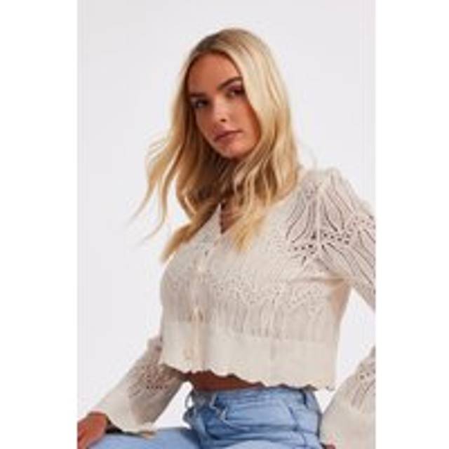 QUIZ Cream Knit Cropped Cardigan