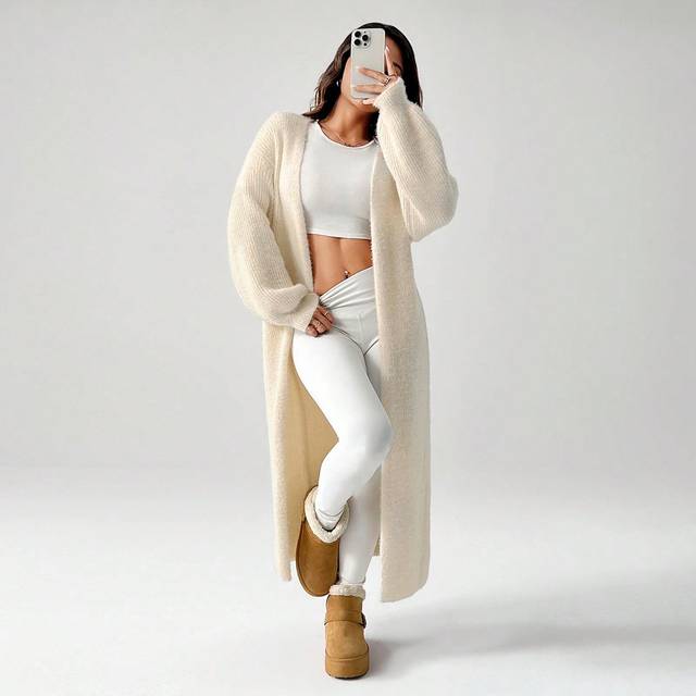SHEIN Women&#39;s Warm Cardigan For Outings In Autumn And Winter,Knitted Sweater