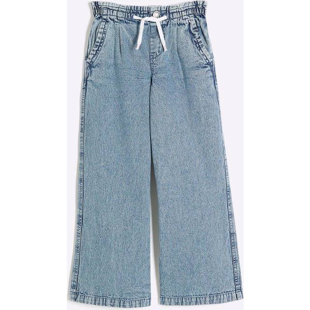 River Island Girls Blue Wide Leg Drawstring Jeans - 6 Yrs