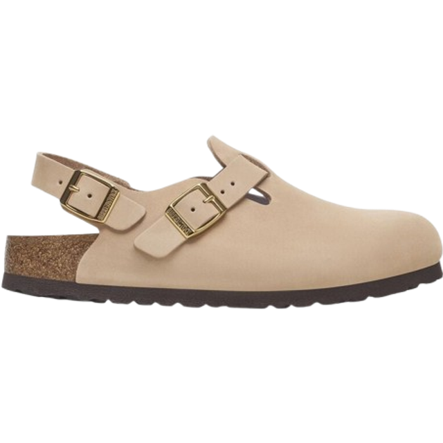 Birkenstock Womens Tokio Exquisite Clogs Sandcastle Nubuck Natural, 4