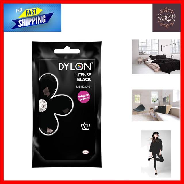 Dylon hand dye, fabric dye sachet for 50 (pack of 1), intense black