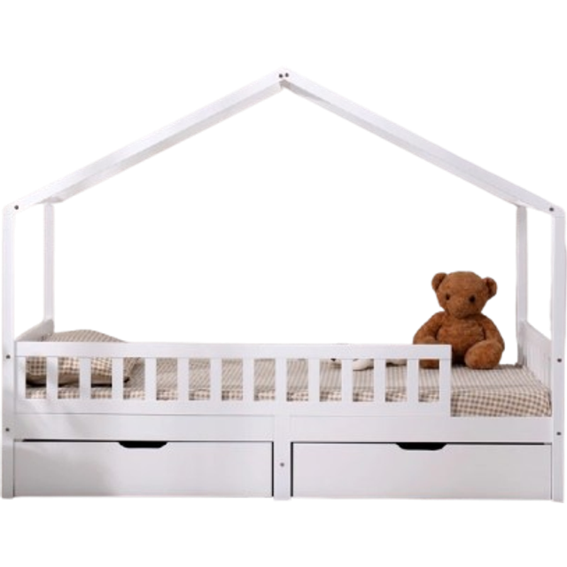 Portland Wood House 2 Drawer White Kids Bed Frame - 152 x 196 x 96cm