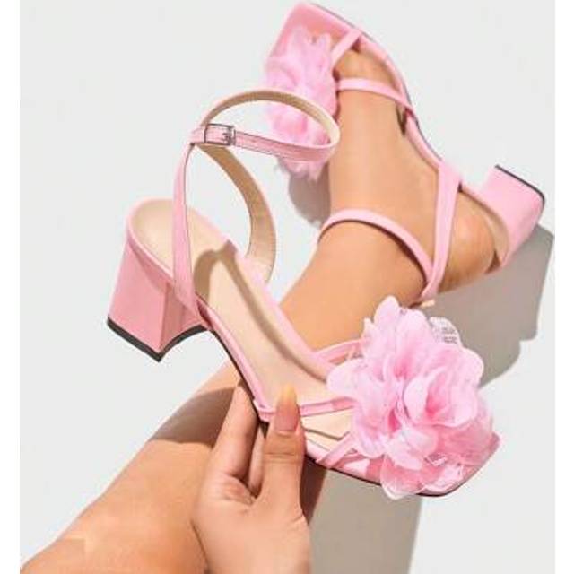 SHEIN New Spring/Summer Fashion High-End Wedding Party Women&#39;s High Heel Closed Toe 3D Butterfly Decor Sandals, Elegant Metallic Material Sexy Ankle Strap S