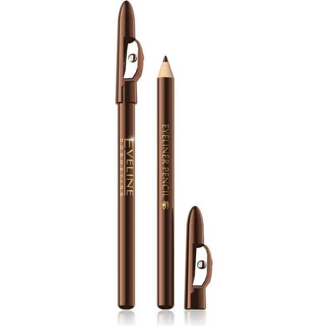 Eveline Cosmetics Eyeliner Pencil With Built-In Sharpener & Smudging Tool Brown