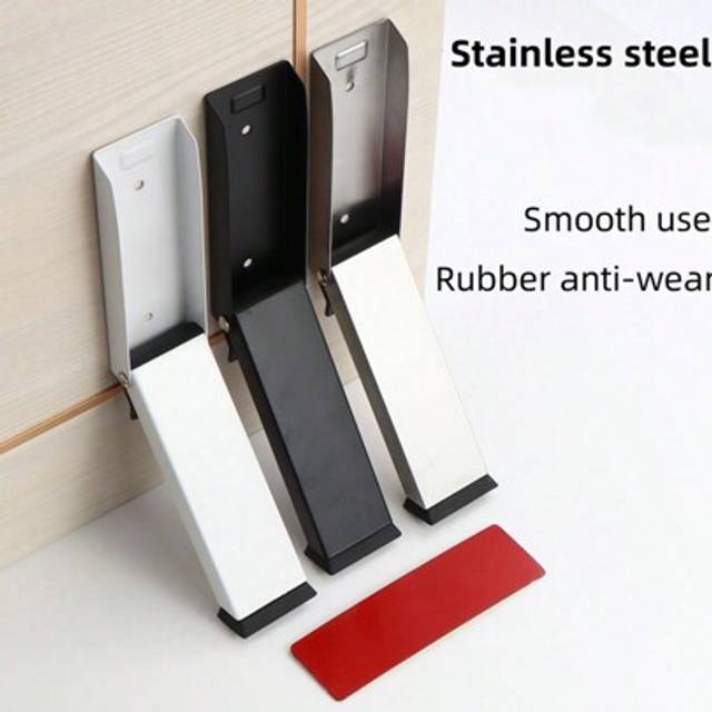SHEIN 1pc Foldable Stainless Steel Door Stopper With Rubber Tip, Suitable For Home Room Doors