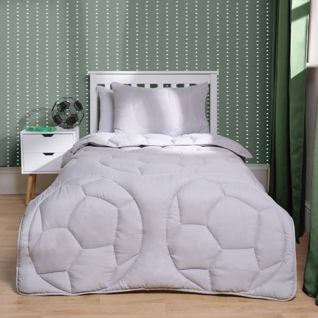 OHS Coverless Football Quilted 7.5 Tog Duvet Set, Grey - Single