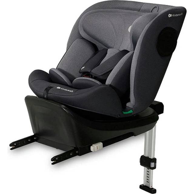 Kinderkraft I-360 i-Size Barnstol, 0-36 kg, 40-150 cm, från födseln till ca 12 år, bilbarnstol med Isofix-station, FWF och RWF, justerbart nackstöd/ryggstöd med liggläge, grå