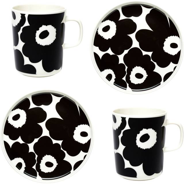 Marimekko Unikko frukostset Vit-svart