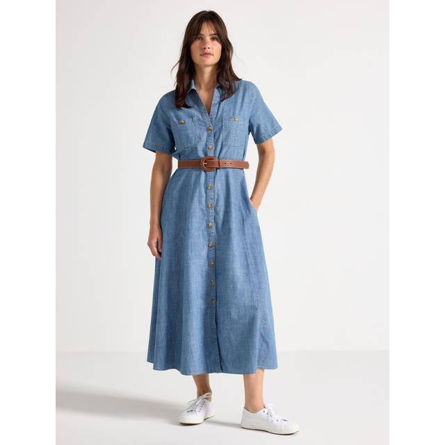Shirt dress in chambray