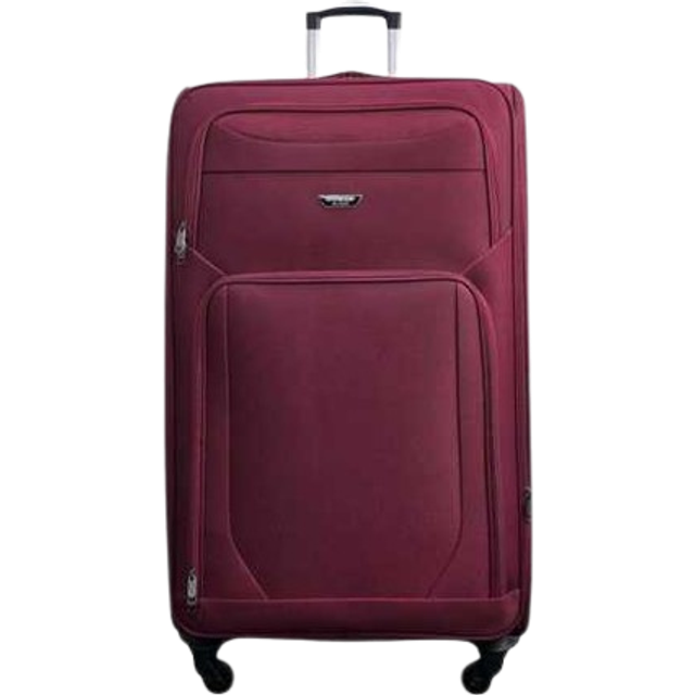 Infinity Leather Soft Shell Lightweight Nylon Extra Large 4 Wheels Travel Suitcase, Red