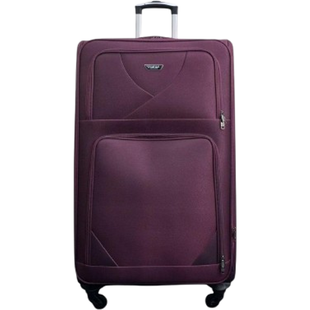 Infinity Leather Soft Shell Lightweight Nylon Extra Large 4 Wheels Travel Suitcase, Purple