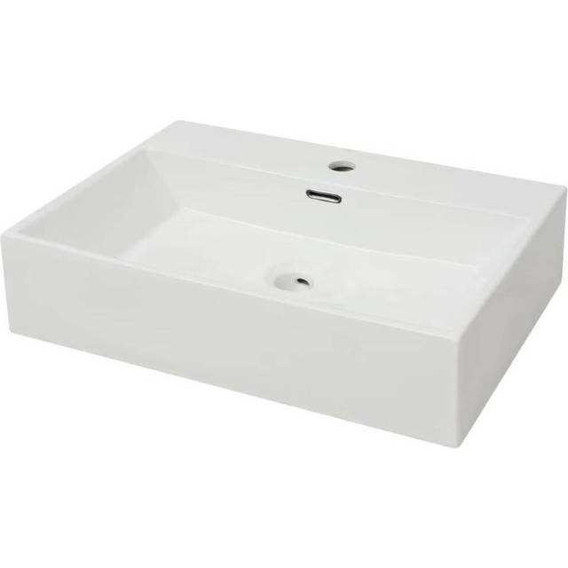 Vidaxl Basin With Faucet Hole Ceramic White 60.5X42.5X14.5 Cm Basins - One Size