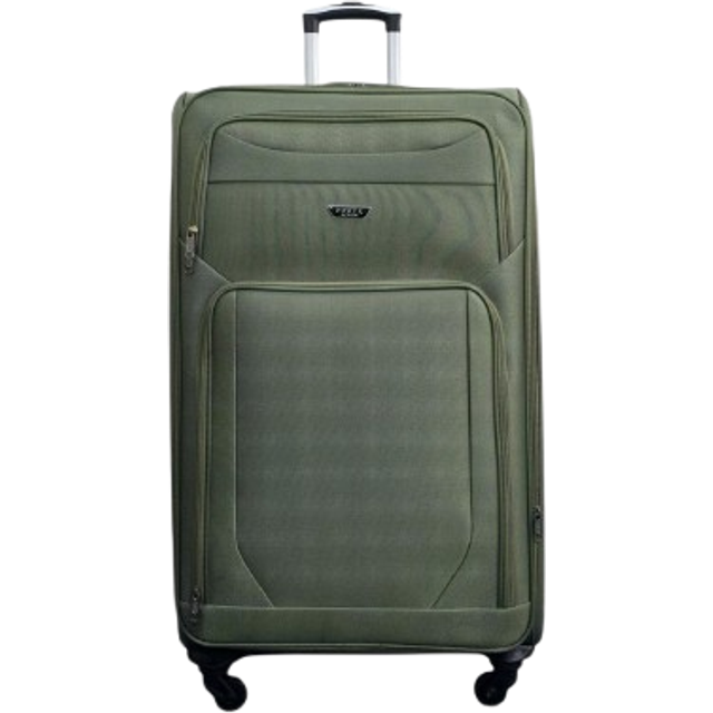 Soft Shell Lightweight Nylon Extra Large 4 Wheels Travel Suitcase - Green - Large
