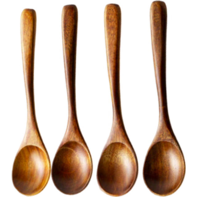SHEIN 4pcs Small Wooden Spoons, 7inch/18cm Honey Spoons For Tea, Exquisite Tablespoons For Home Dining, Coffee And Dessert, Wooden Spoons For Eating,Kitchen
