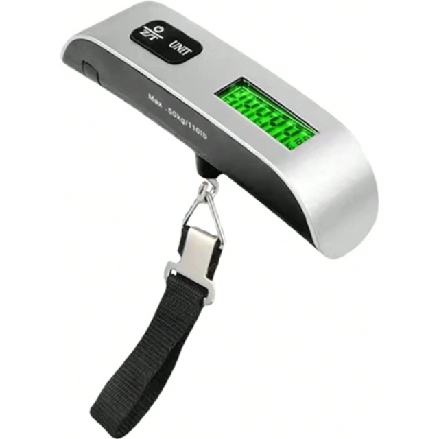 SHEIN 1pc Portable Luggage Scale, Multifunction High Precision Travel Digital Hanging Scales With Hook Or With Webbing Belt, 50kg/10g Digital Luggage Scale