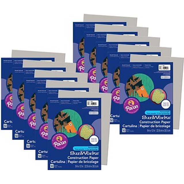 "Prang Construction Paper  Gray  9"""""""" x 12""""""""  50 Sheets Per Pack  10 Packs"