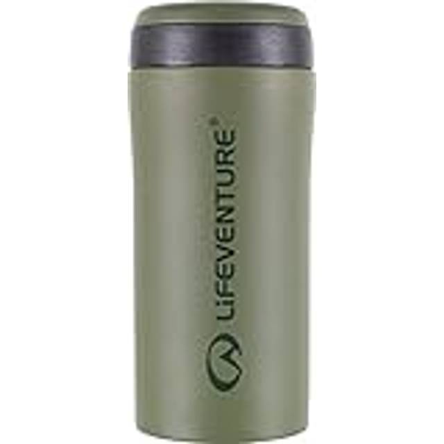 Lifeventure termisk mugg, läckagesäker och vakuumisolerad återanvändbar kaffe resemugg, 300 ml, matt kaki