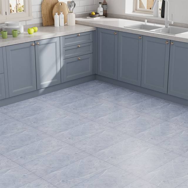 28Pcs 60x30cm Realistic Stone Texture Self Adhesive PVC Flooring - Light Grey (30cm W X 60cm L)