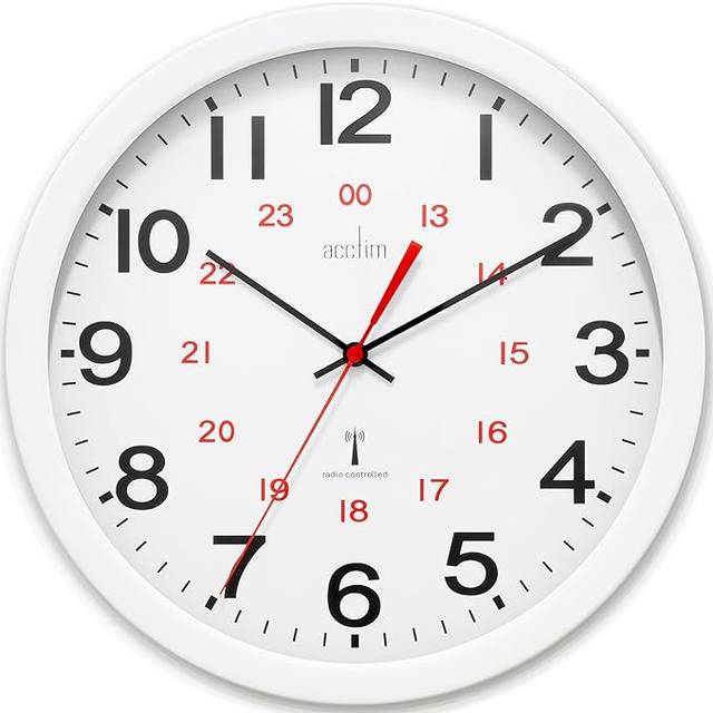 Acctim 30cm Controller Radio-Controlled Energy-Efficient Wall Clock - White, White