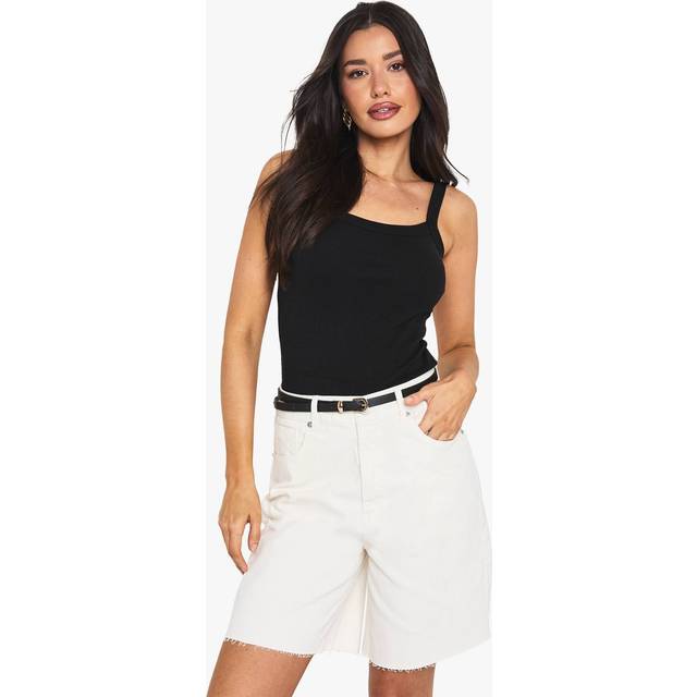Womens Tall Bermuda Denim Short - Cream - 16