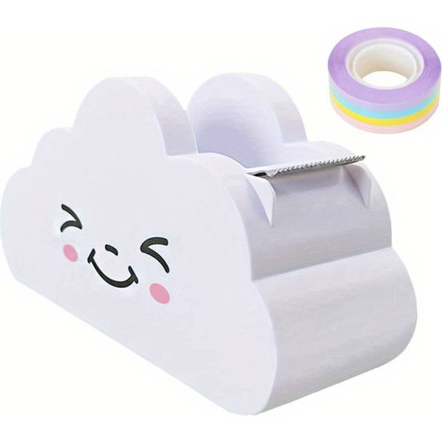 TEMU Dispenser Desktop Tape Dispenser Office Desk Tape Dispenser Cutter With Rainbow Tape Roll For Home Office School Supplies Tape Roll Dispenser