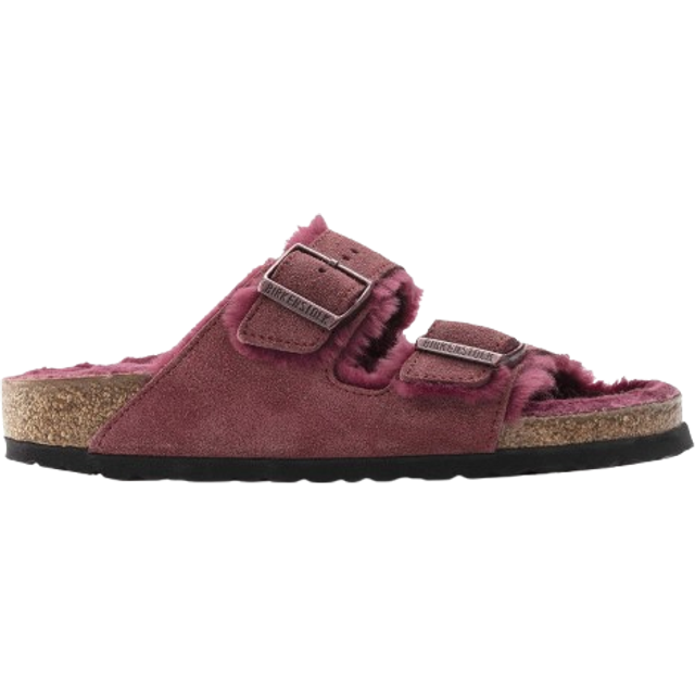 Women's sandals Birkenstock Arizona Shearling Suede Leather - Rouge - 39 Narrow