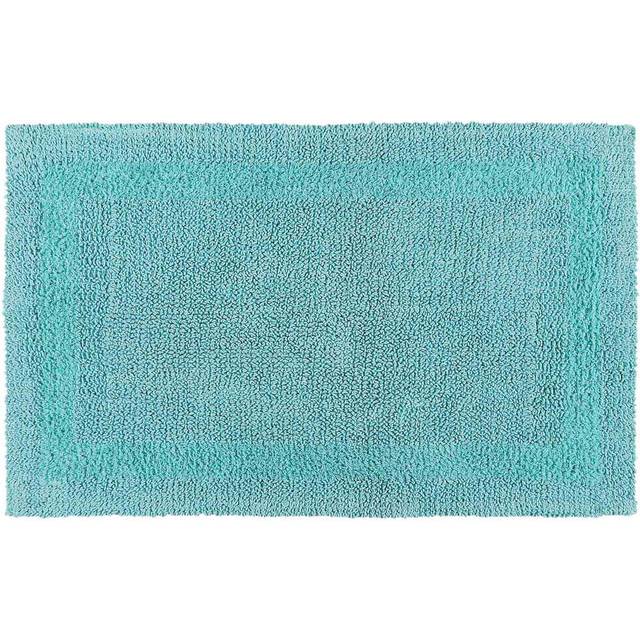 Homescapes Luxury Reversible Aqua Extra Large Cotton Bath Mat, 70 x 120 cm, Machine Washable, Super Absorbent, Soft and Tufted, Eco Friendly - Blue