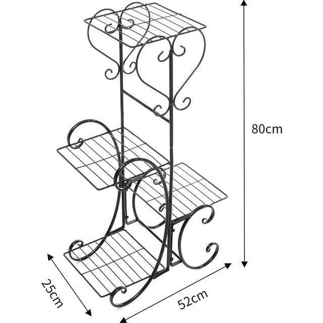 TEMU Modern Plant Stand, 4-tier Pot Rack, Display Stand, Room Display Rack, Multi-level Floor-standing Indoor And Outdoor Pot Rack, Multi-level Metal Rust-proof Shelf, Iron Flower Rack, 82*52cm, Black